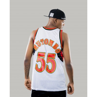 adidas, Shirts, Atlanta Hawks Dikembe Mutombo Basketball Jersey 55 Adidas  Mens M Length 2
