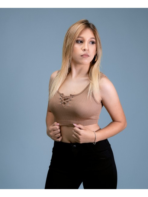 Lace-up crop top One Size